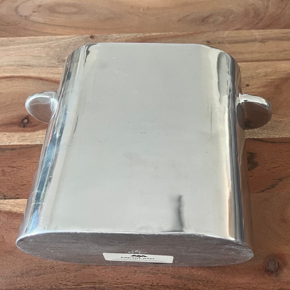Metalart silver tone pewter champagne bucket modern oval Wine Holder Ice